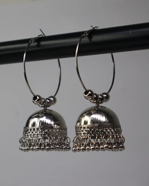 Oxidised Hoop Jhumka Earrings