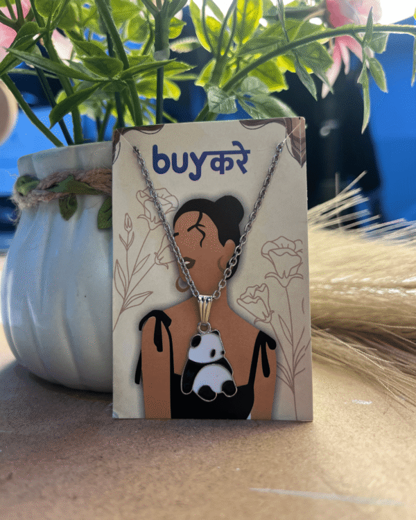 Cute Panda Pendant Necklace – Silver Chain | by Buyकरे