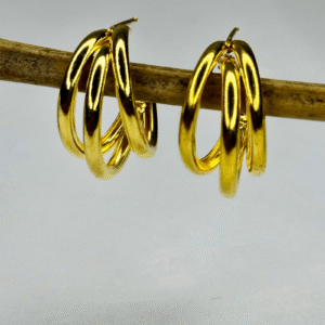 Triple Layered Gold-Tone Hoop Earrings | Ethnic Chic Collection
