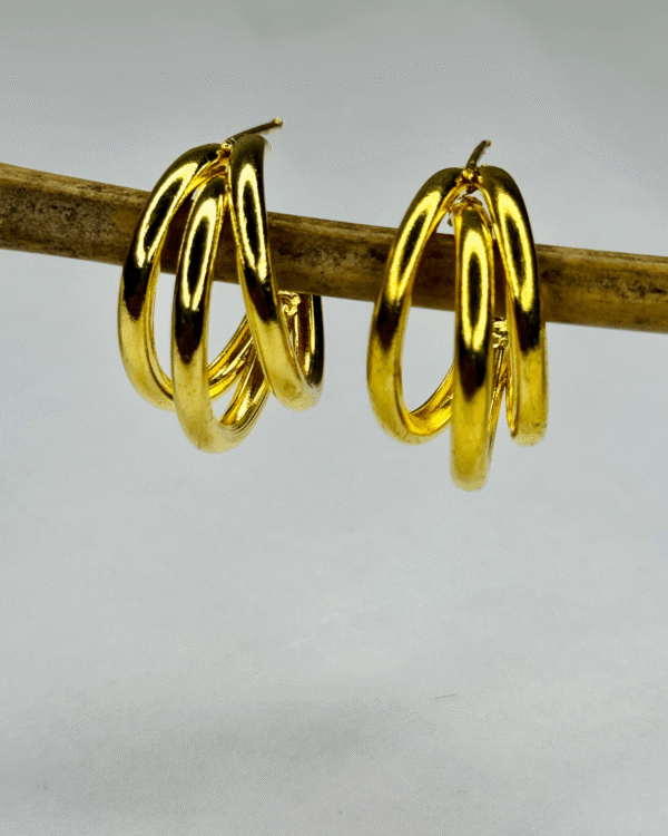 Triple Layered Gold-Tone Hoop Earrings | Ethnic Chic Collection