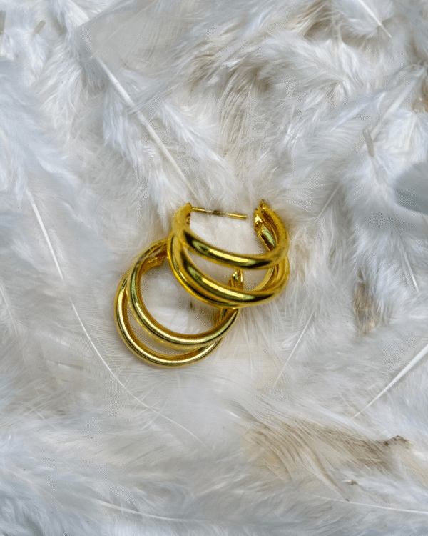 Triple Layered Gold-Tone Hoop Earrings | Ethnic Chic Collection - Image 2